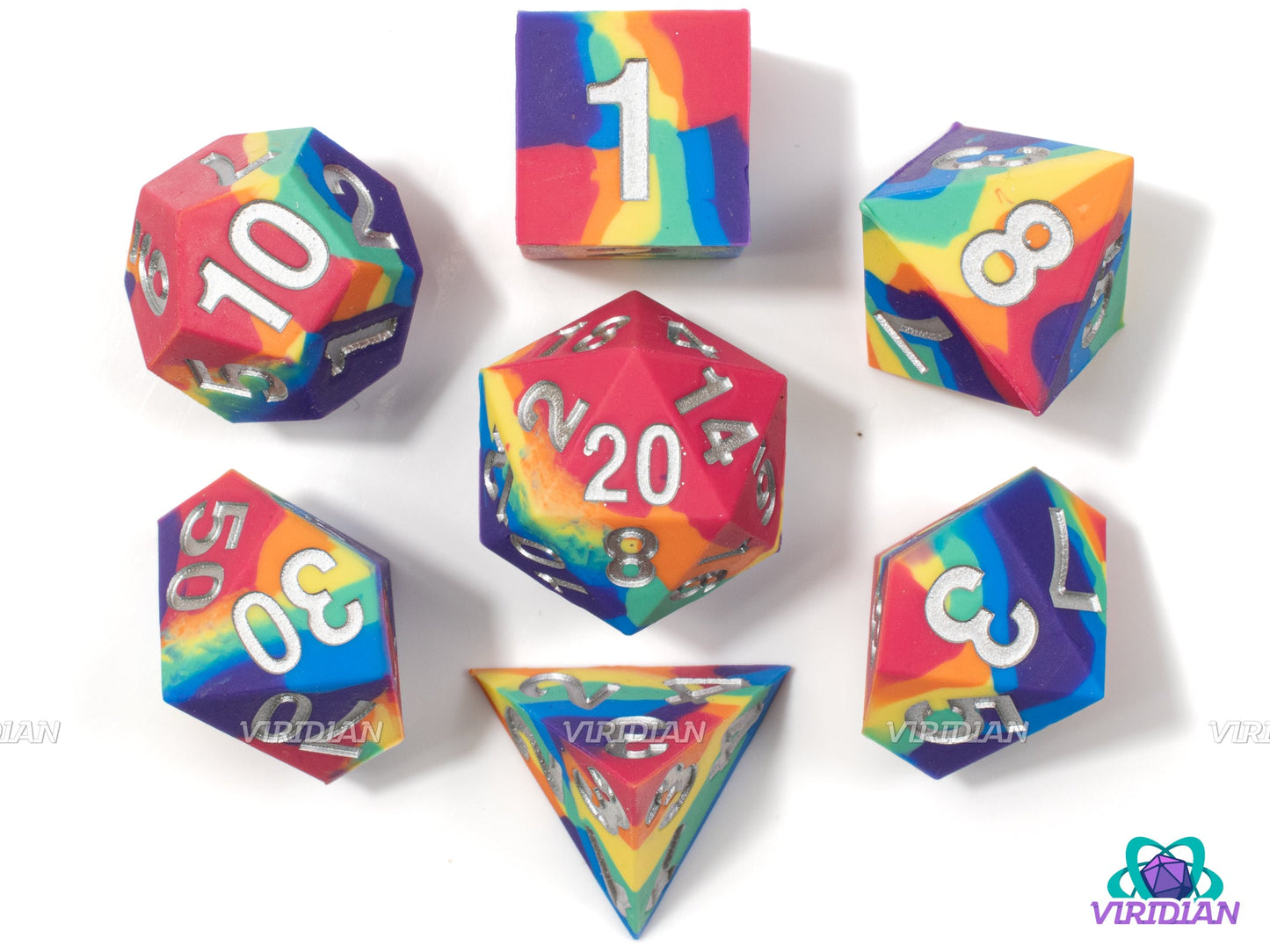 FanRoll: Sharp Edge Silicone Rubber Dice Set | Rainbow - #784