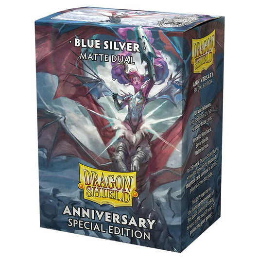 Dragon Shield: (100) Standard Matte Dual Sleeves - Special Edition Blue / Silver