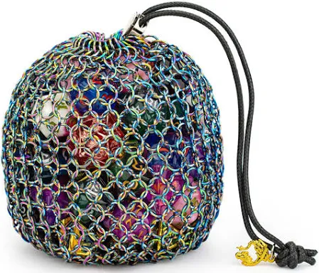 FanRoll: Hero's Chainmail Dice Bag - Rainbow